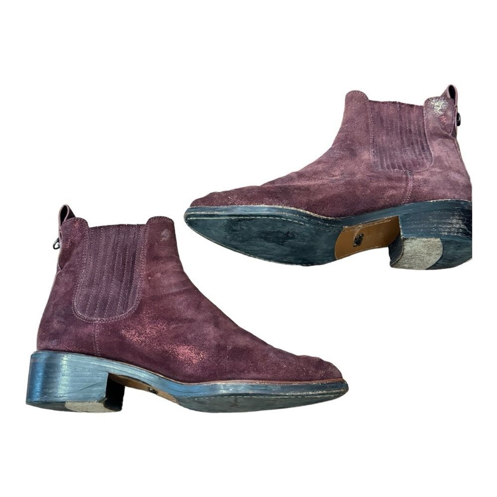 Coach Bowery Chelsea Boot Maroon Glitter Suede Western Leather Women’s Size 9.5 - Picture 6 of 13